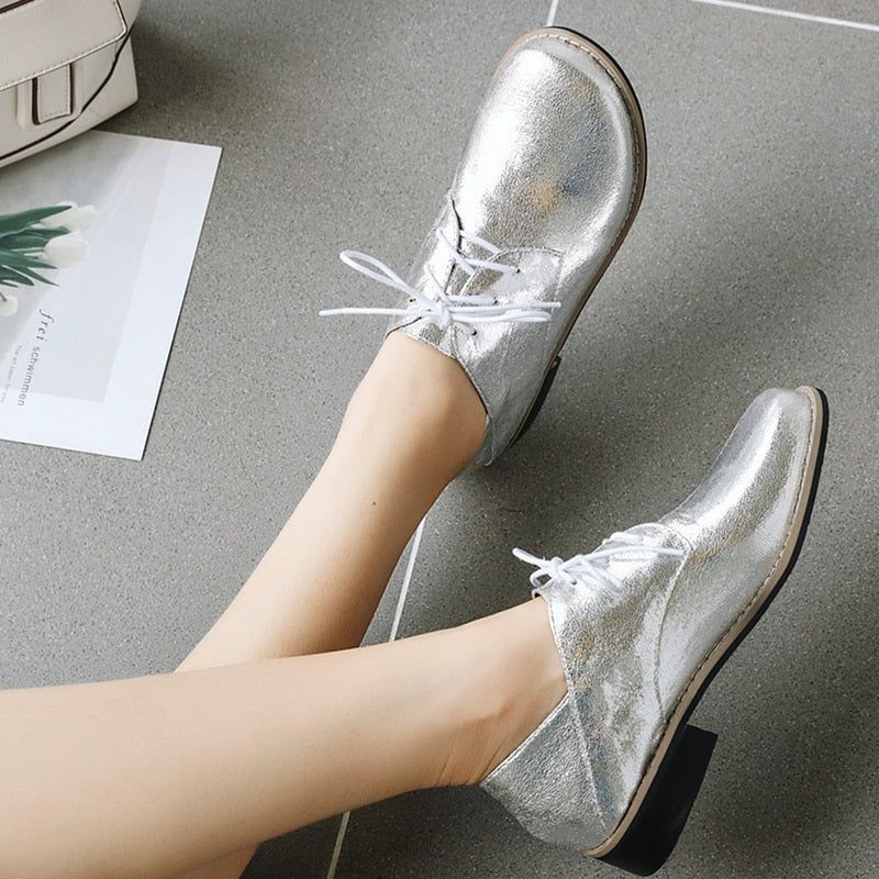 Brogues PU Leather Oxford Loafer Flats Women&