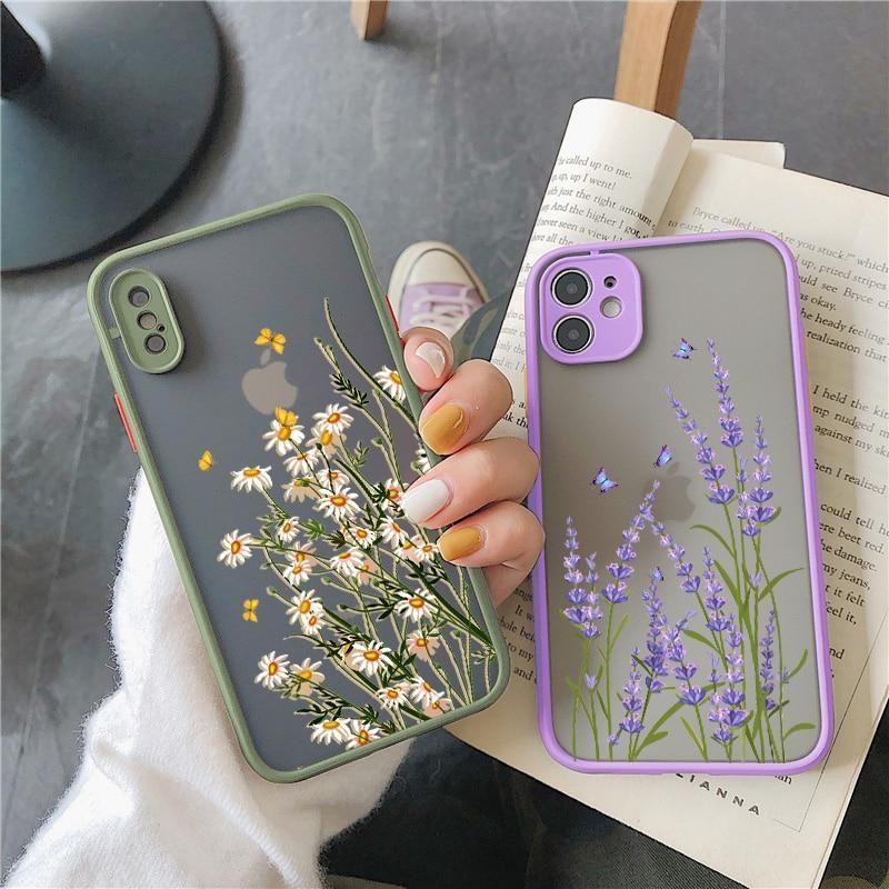 Butterfly Lavender Flowers Cute Phone Case For iPhone 12 mini 11 pro max 6s 7 8 Plus SE 2 X XR XS Max - Touchy Style .