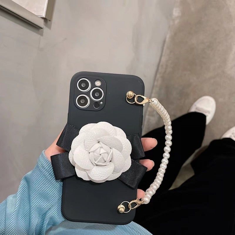 Camellia Pearl Cute Phone Cases For iPhone 14 13 11 12 Pro Max X XR XS MAX 6S 7 8 Plus Mini - Touchy Style .