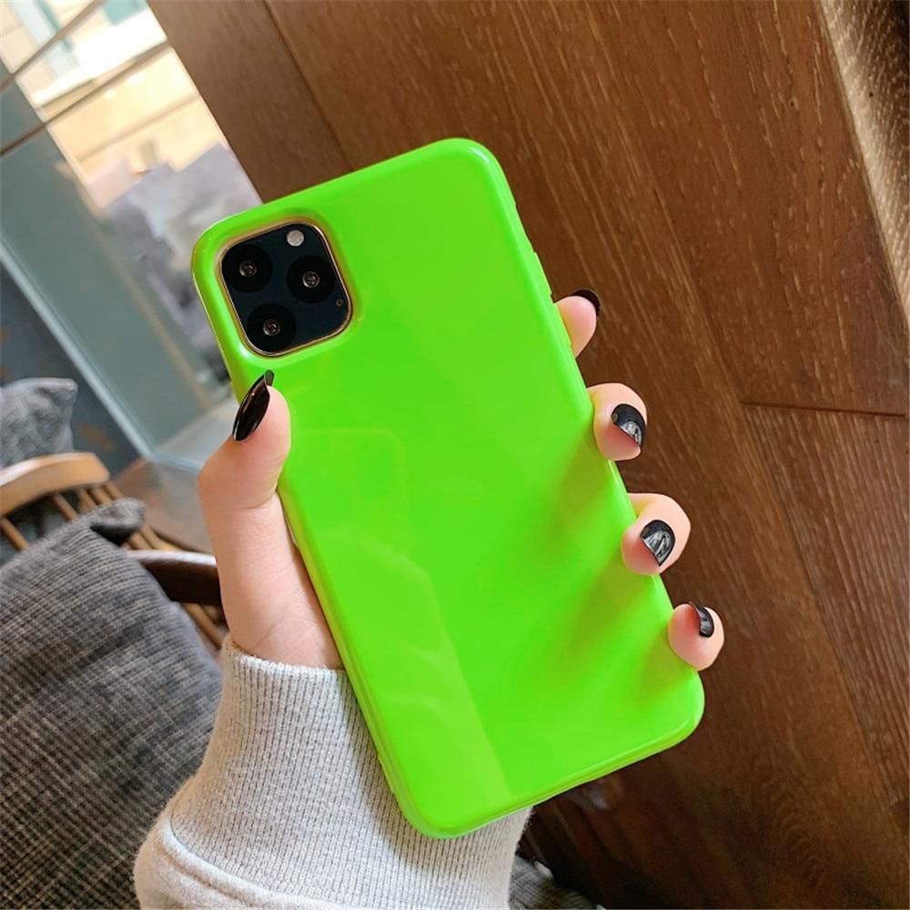 Candy Fluorescent Cute Phone Cases For iPhone 12 Mini 11 Pro Max XR XS 6 6S 7 8 Plus X SE - Touchy Style .