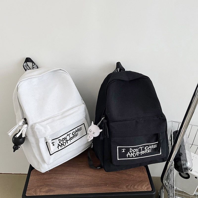 Canvas Cool Backpack Fashion Style With Doll Pendant For School College - Touchy Style .