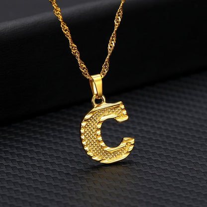 Capital Letter Necklaces Charm Jewelry NCJSOII24 Stainless Steel Golden Color - Touchy Style .