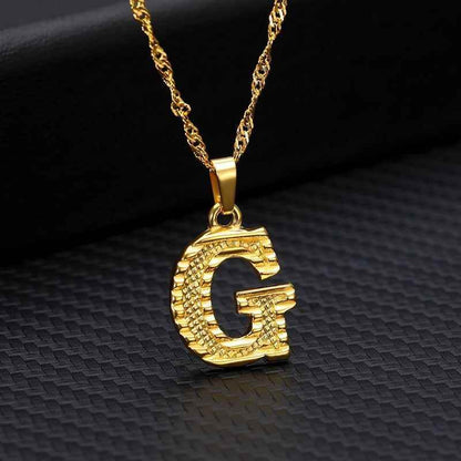 Capital Letter Necklaces Charm Jewelry NCJSOII24 Stainless Steel Golden Color - Touchy Style