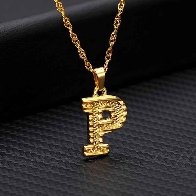 Capital Letter Necklaces Charm Jewelry NCJSOII24 Stainless Steel Golden Color - Touchy Style