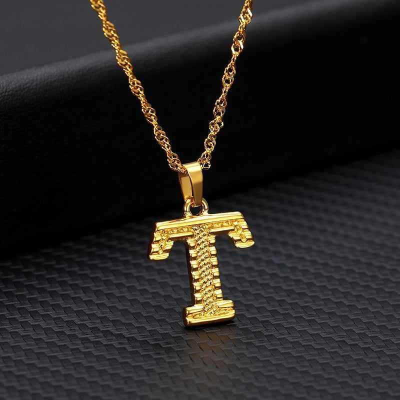 Capital Letter Necklaces Charm Jewelry NCJSOII24 Stainless Steel Golden Color - Touchy Style