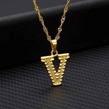 Capital Letter Necklaces Charm Jewelry NCJSOII24 Stainless Steel Golden Color - Touchy Style