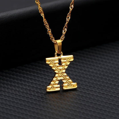 Capital Letter Necklaces Charm Jewelry NCJSOII24 Stainless Steel Golden Color - Touchy Style .