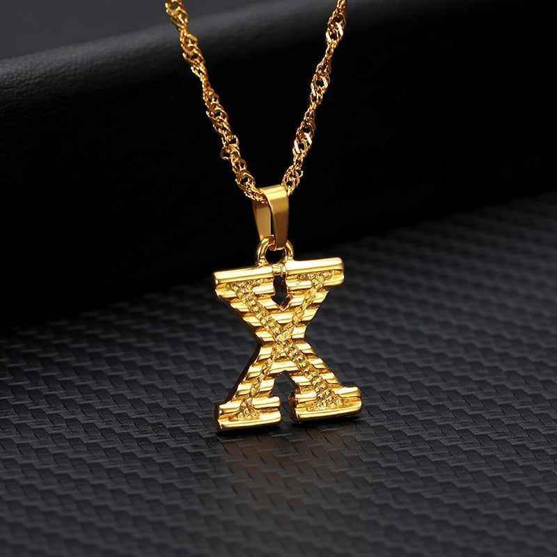 Capital Letter Necklaces Charm Jewelry NCJSOII24 Stainless Steel Golden Color - Touchy Style