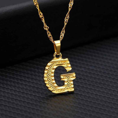 Capital Letter Necklaces Charm Jewelry NCJSOII24 Stainless Steel Golden Color - Touchy Style