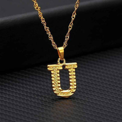 Capital Letter Necklaces Charm Jewelry NCJSOII24 Stainless Steel Golden Color - Touchy Style