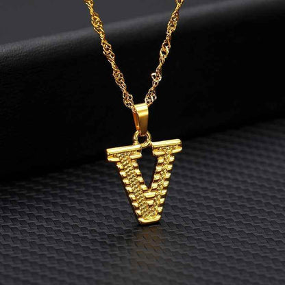 Capital Letter Necklaces Charm Jewelry NCJSOII24 Stainless Steel Golden Color - Touchy Style