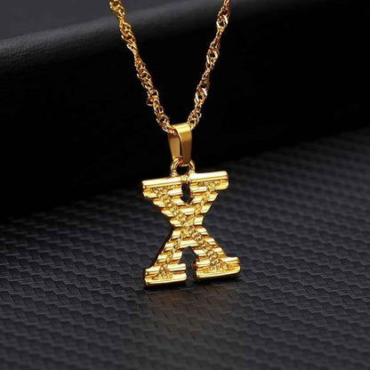 Capital Letter Necklaces Charm Jewelry NCJSOII24 Stainless Steel Golden Color - Touchy Style .