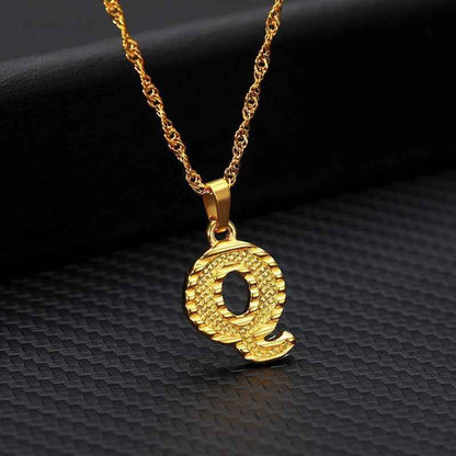 Capital Letter Necklaces Charm Jewelry NCJSOII24 Stainless Steel Golden Color - Touchy Style .