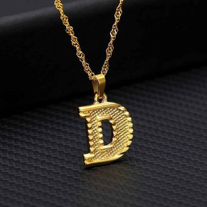 Capital Letter Necklaces Charm Jewelry NCJSOII24 Stainless Steel Golden Color - Touchy Style .