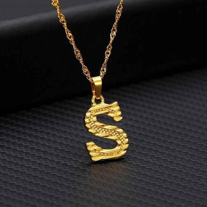 Capital Letter Necklaces Charm Jewelry NCJSOII24 Stainless Steel Golden Color - Touchy Style .