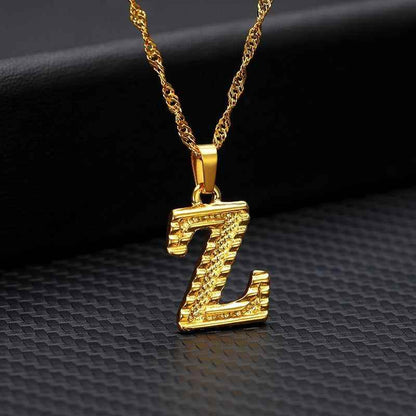 Capital Letter Necklaces Charm Jewelry NCJSOII24 Stainless Steel Golden Color - Touchy Style .