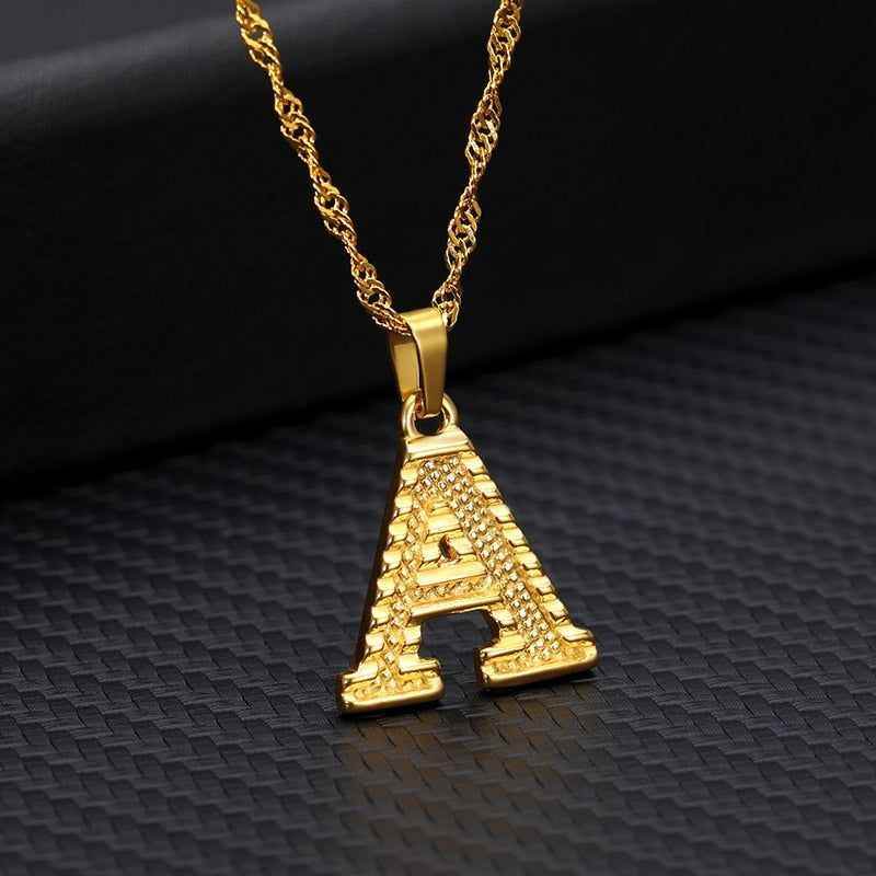 Capital Letter Necklaces Charm Jewelry NCJSOII24 Stainless Steel Golden Color - Touchy Style .