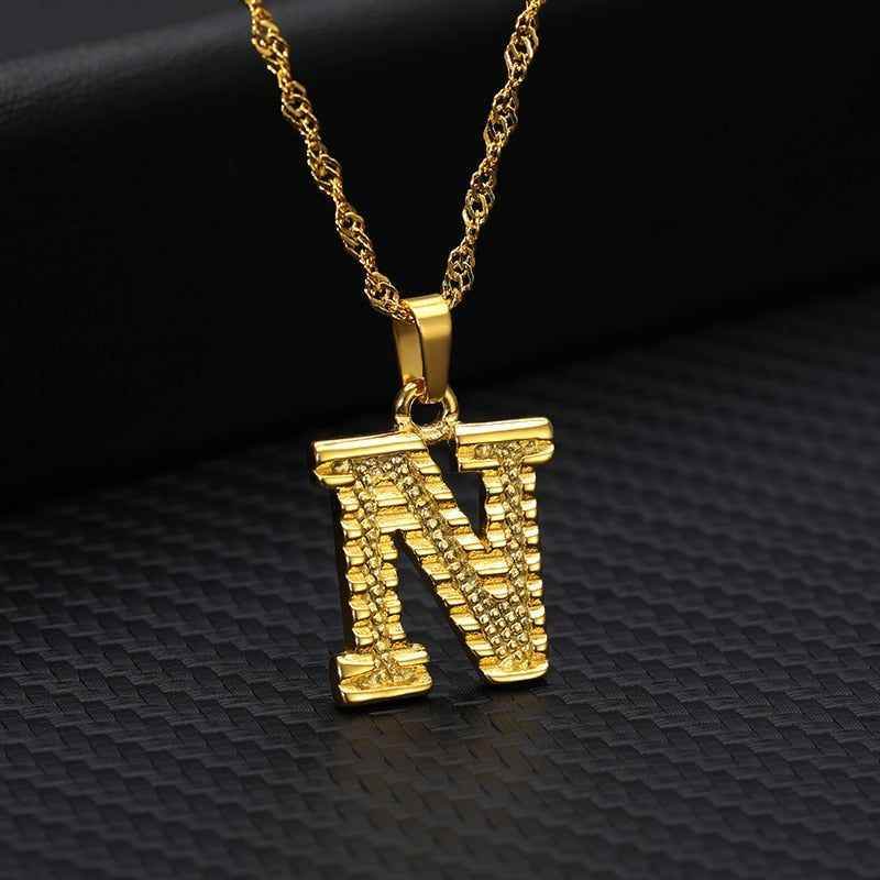 Capital Letter Necklaces Charm Jewelry NCJSOII24 Stainless Steel Golden Color - Touchy Style .