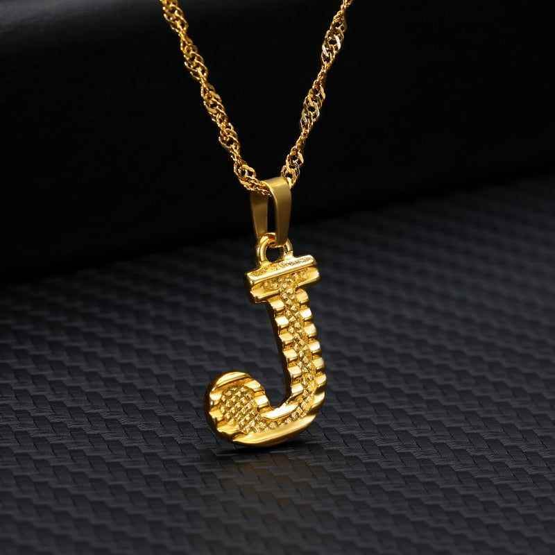 Capital Letter Necklaces Charm Jewelry NCJSOII24 Stainless Steel Golden Color - Touchy Style .