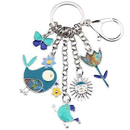 Cartoon Bird Sun Flower Butterfly Unique Key Chain BOS0116 - Touchy Style