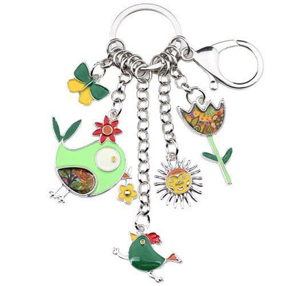 Cartoon Bird Sun Flower Butterfly Unique Key Chain BOS0116 - Touchy Style .