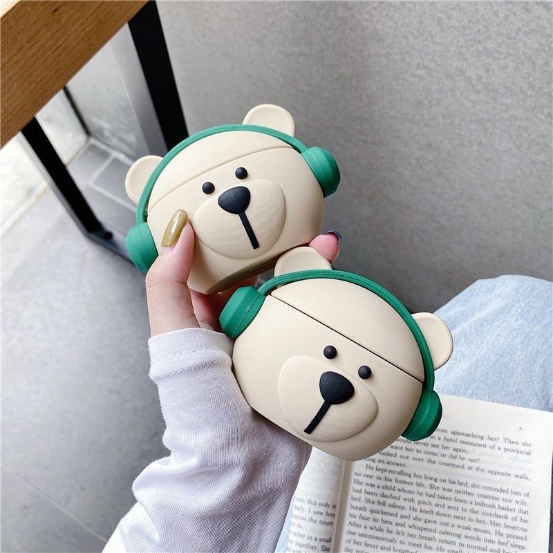 Cartoon Cute Fashion Bear Earphone Case for Airpods 1/2 Pro Case Soft Silicone Wireless Bluetooth Mini Earphone Headphone Cover - Touchy Style .