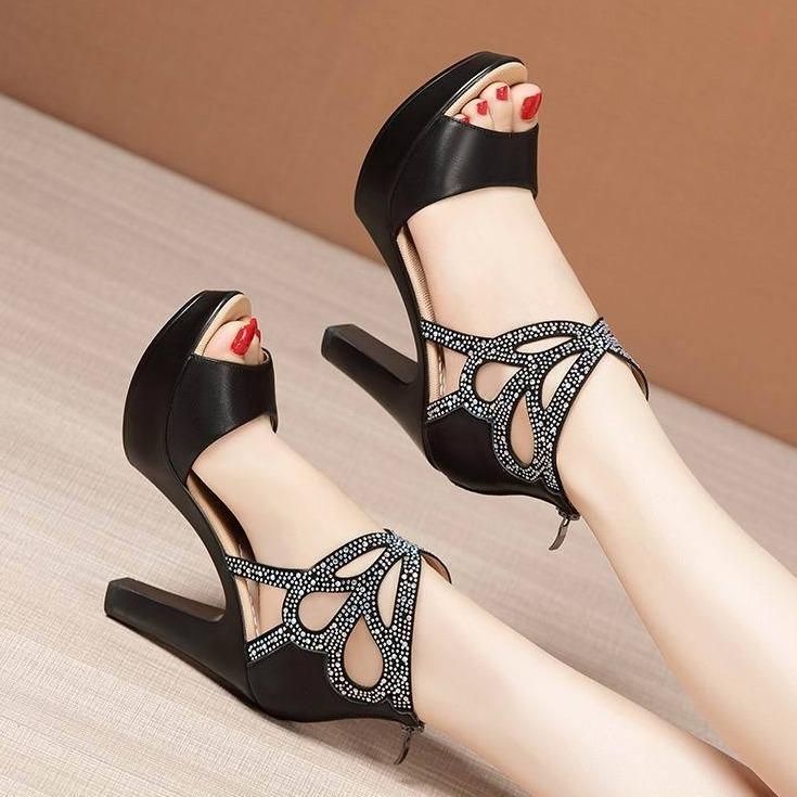 Casual Shoes Open Toe Rhinestone Platform Ladies Summer Elegant Office Party High Heels Gladiator Sandals - Touchy Style .