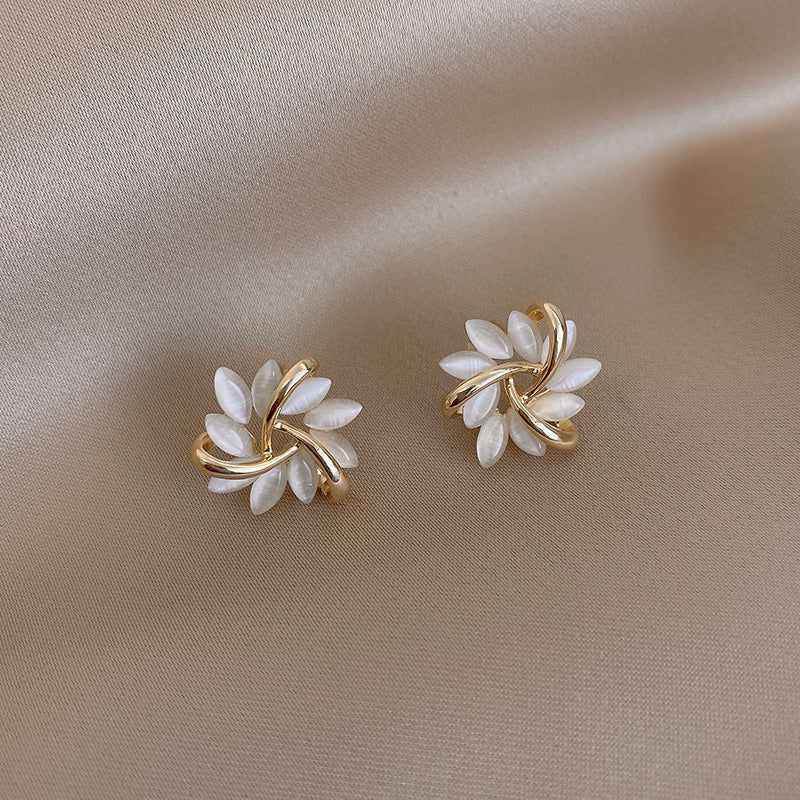 Classic Elegant and Exquisite Opal Petal Circle Earrings Charm Jewelry XYS0201 - Touchy Style