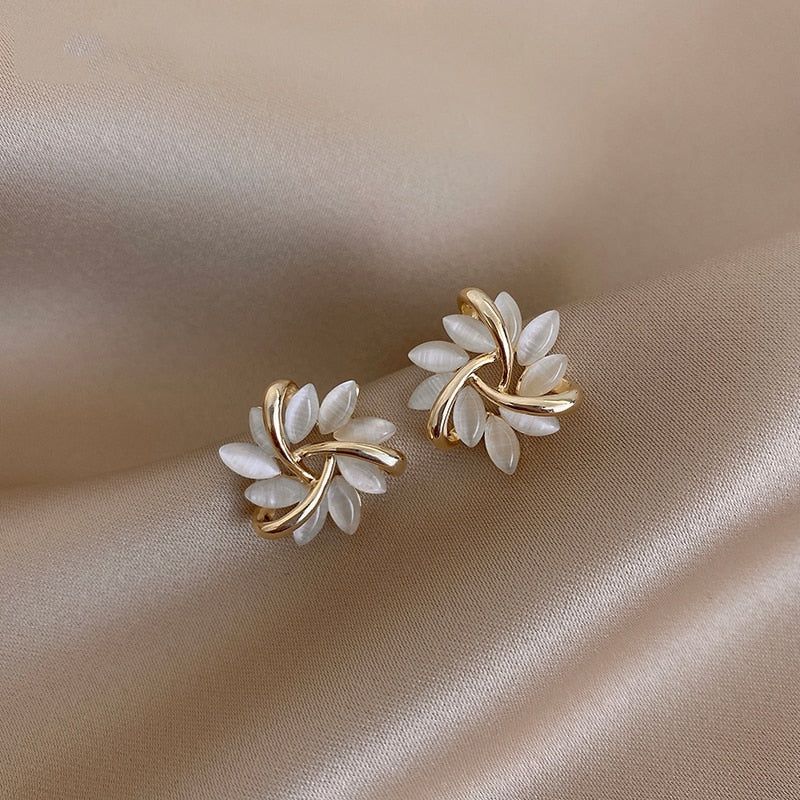 Classic Elegant and Exquisite Opal Petal Circle Earrings Charm Jewelry XYS0201 - Touchy Style .