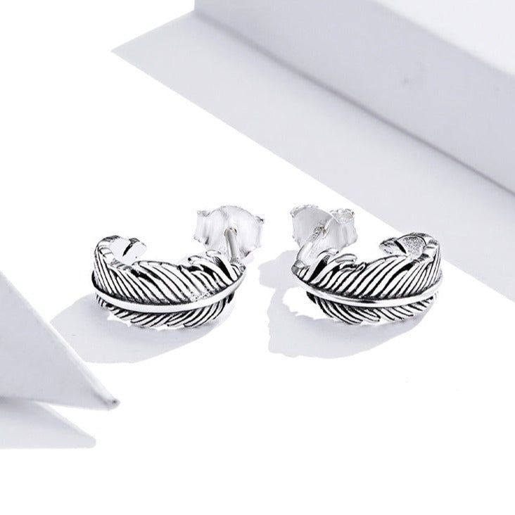 Classic Leaf 925 Sterling Silver Stud Earrings Charm Jewelry WOS1211 - Touchy Style .