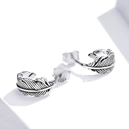 Classic Leaf 925 Sterling Silver Stud Earrings Charm Jewelry WOS1211 - Touchy Style .