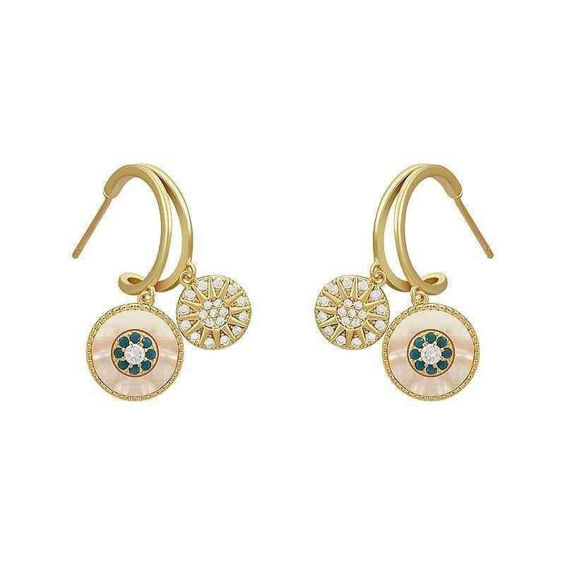 Classic Round Shell Flower Earrings Charm Jewelry ECJTX42 - Touchy Style