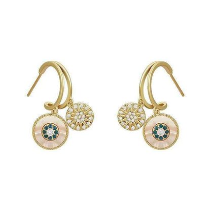 Classic Round Shell Flower Earrings Charm Jewelry ECJTX42 - Touchy Style