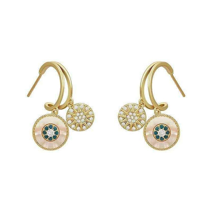 Classic Round Shell Flower Earrings Charm Jewelry ECJTX42 - Touchy Style