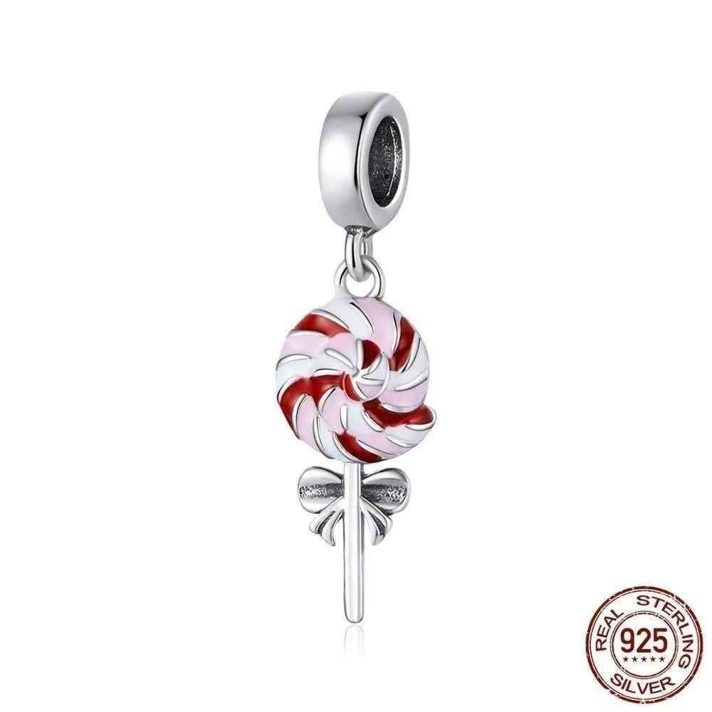 Colored Lollipop 925 Sterling Silver Pendant Charm Jewelry WOS38 Without Chain - Touchy Style