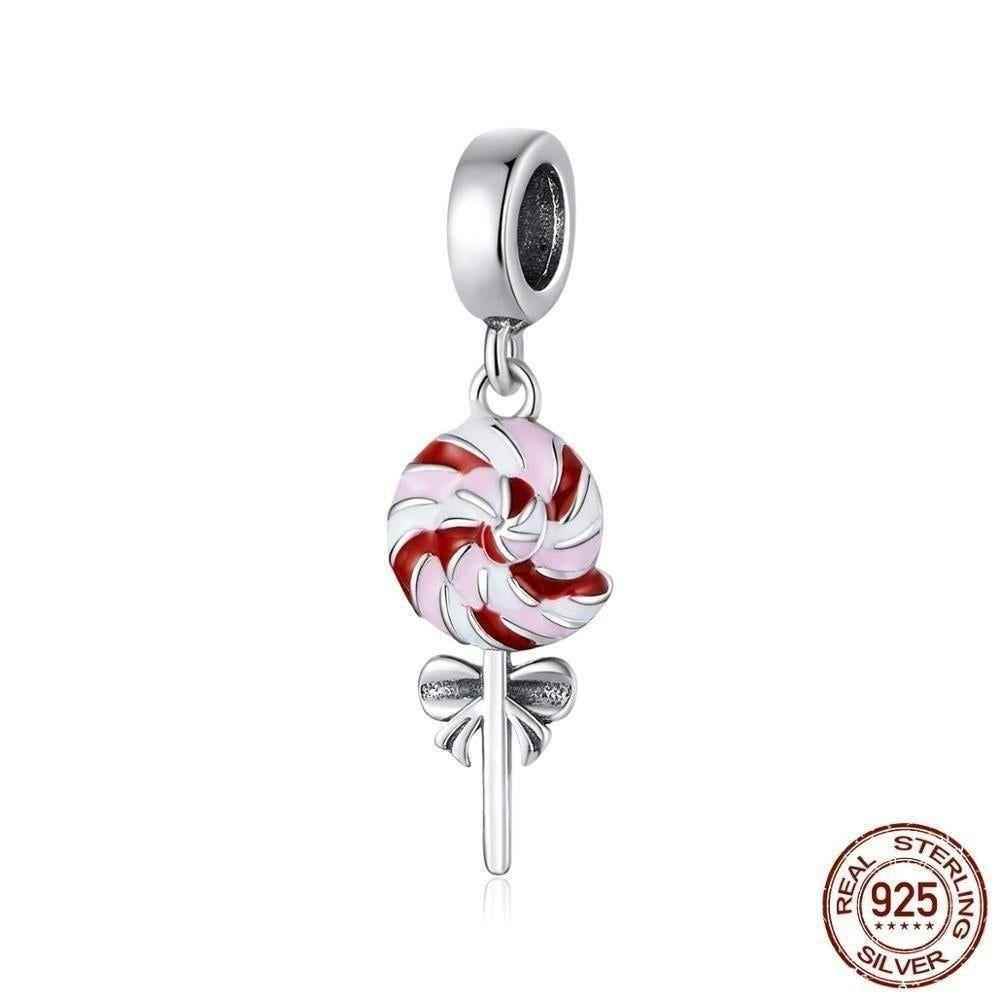 Colored Lollipop 925 Sterling Silver Pendant Charm Jewelry WOS38 Without Chain - Touchy Style .