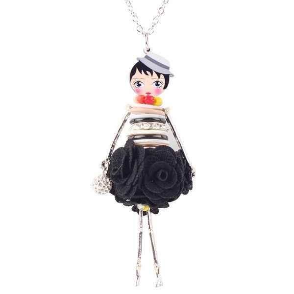 Colorful Crystal Handmade French Doll Necklace Charm Jewelry BOS0325 - Touchy Style