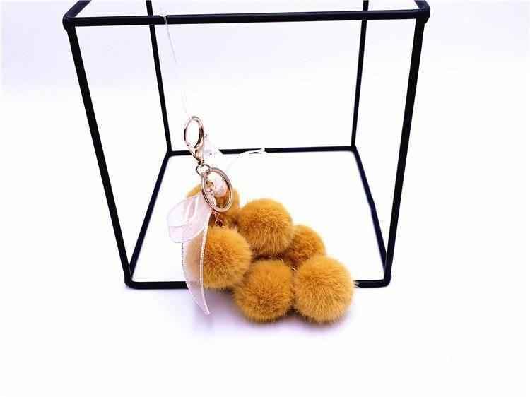 Creative grape fruit keychain cute bag plush pendant lace bow Fur Unique Key Chain car key chain 