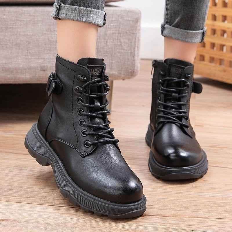 Cross Stroppy Ankle Vintage Punk Boots Flat Women&