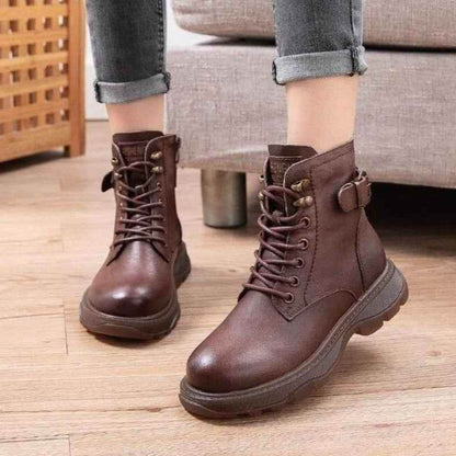 Cross Stroppy Ankle Vintage Punk Boots Flat Women&