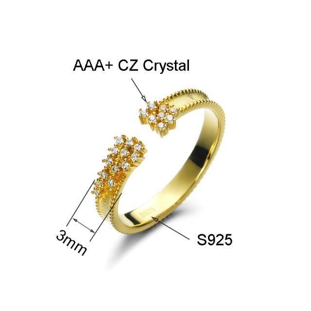 Crystal 925 Sterling Silver Adjustable Finger Rings Charm Jewelry LOS0236 - Touchy Style .
