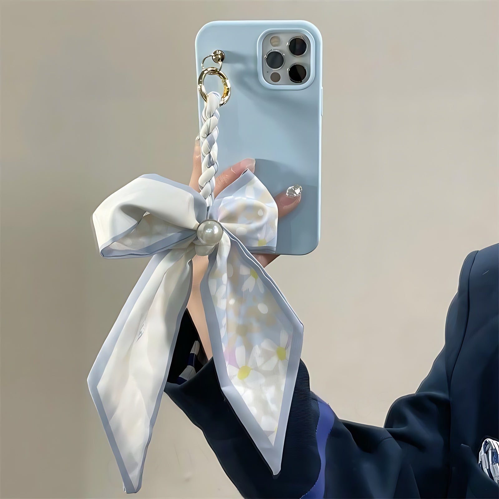 Cube Silk Scarf Chain Cute Phone Cases for iPhone 14, 12 Pro Max, Mini 11, 13 X, XS, XR, 6, 7, 8 Plus - Touchy Style .
