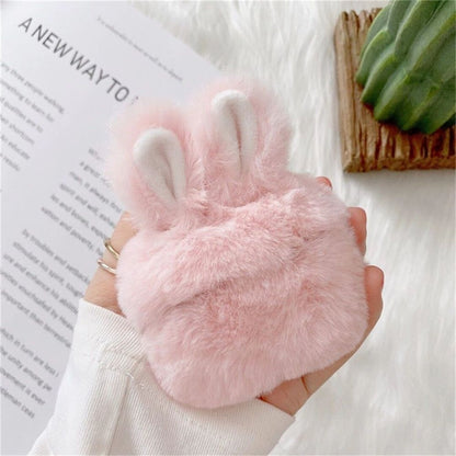 Cute 3D Rabbit Hair Earphone Case for Airpods 1 2 Pro Warm Fluffy Wireless Bluetooth AirPods Cover - Touchy Style .