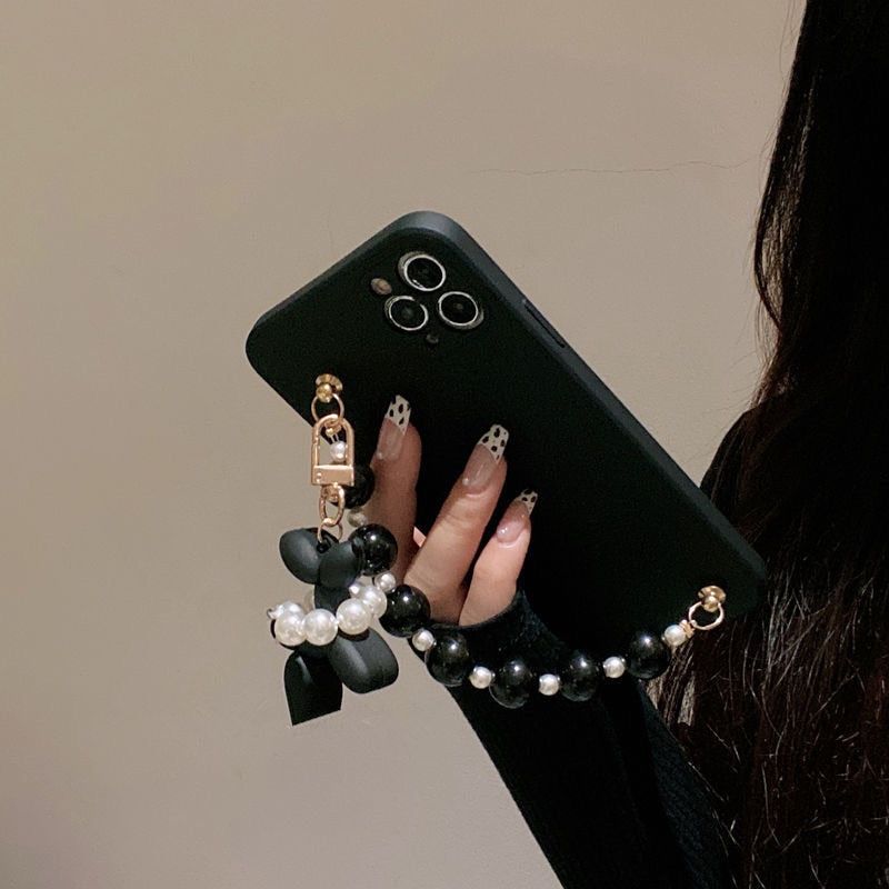 Cute Balloon Dog Pearl Chain Phone Case for iPhone 14, X, XR, XS, 11, 13 Pro Max, 12 Pro, 7 Plus, 8 Plus, 6S, 7, 8 Plus, SE, and Mini - Touchy Style .