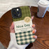 Cute Green Plaid Phone Case for iPhone 14, 13, 12, 11 Pro, X, XS, XR, Max, MiNi, 6, 7, 8 Plus - A Delightful Day Letter Design - Touchy Style .
