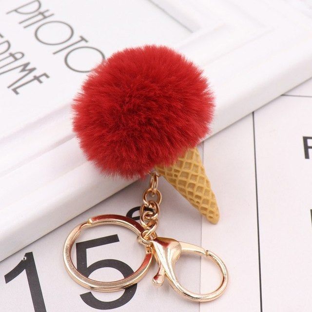 Puffball Owl Faux Fur Pom Pom Keychain Handbag Purse Jewellry Holder  Keyring Backpack Pendants
