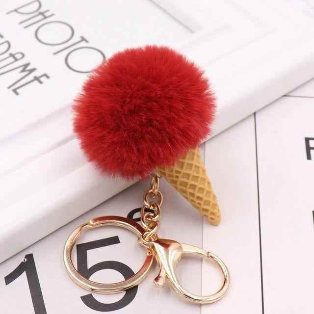 Cute Ice Cream Unique Key Chain - Glitter Pompom - K873 - Touchy Style