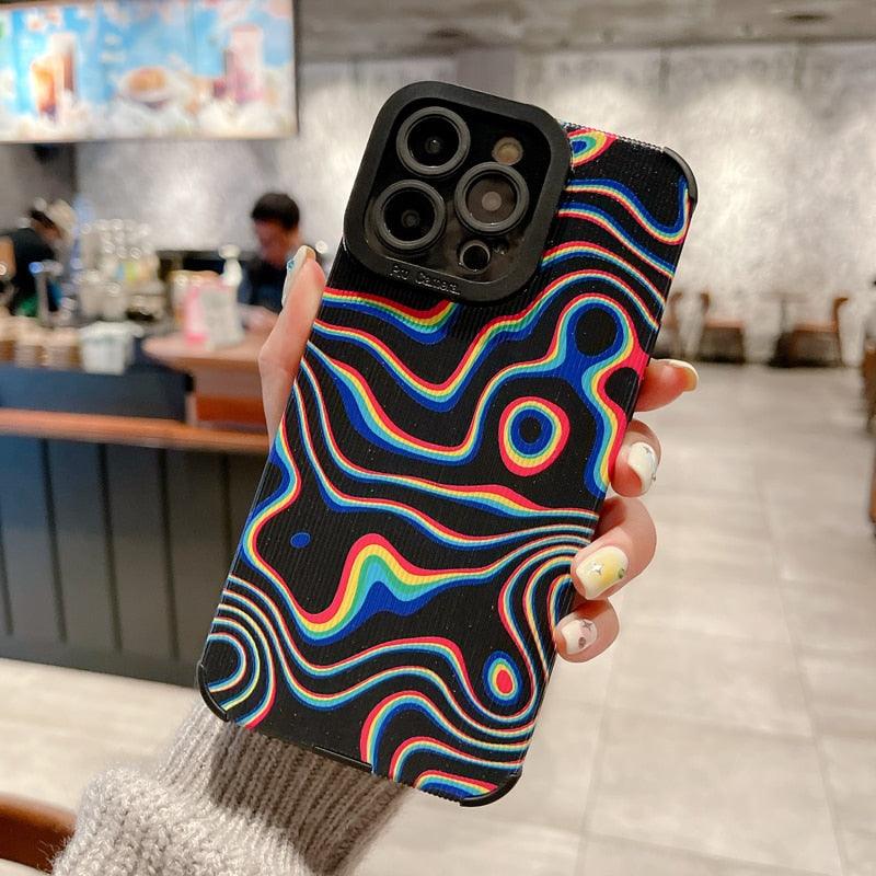 Cute Illusion Line Fashion Phone Case Cover for iPhone 7, 8 Plus, X, XR, XS Max, 11, 12, 13, 14 Pro Max, 14 Plus - Touchy Style .