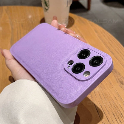 Cute Luxury Leather Texture Shockproof Phone Cases for iPhone 14, 13, 12, 11 Pro, XS Max, XR, 7, 8 Plus, SE2022 Mini, with Candy Color Soft Silicone Cover - Touchy Style .