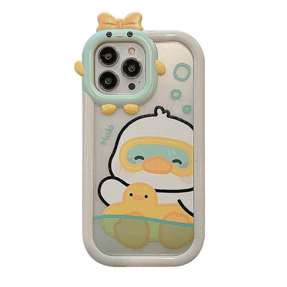 Cute Phone Cases for iPhone 11, 12, 13, 14 Pro Max &amp; 14 Plus - Sweet Swimming Duck, TPU Transparent - Touchy Style